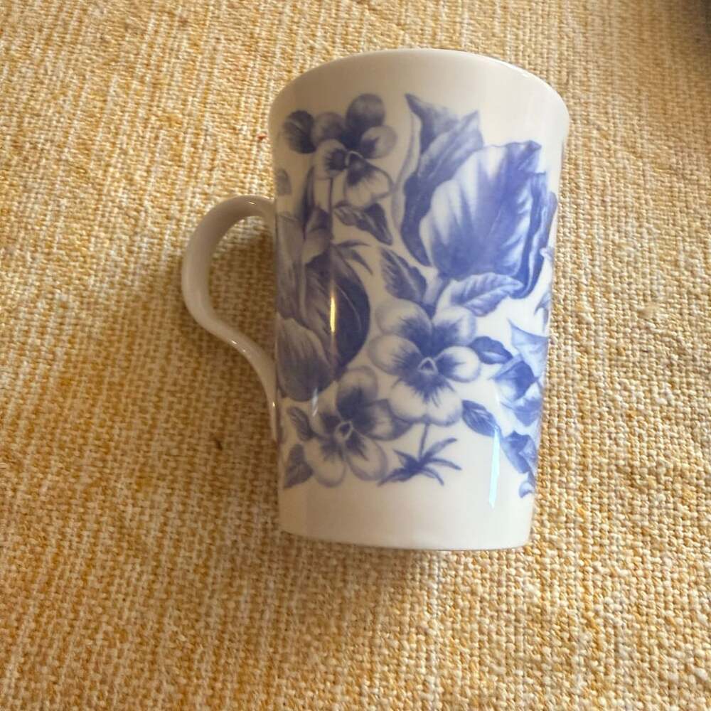 Crown Trent Shades Of Blue England Floral Fine Bone China Coffee Mug